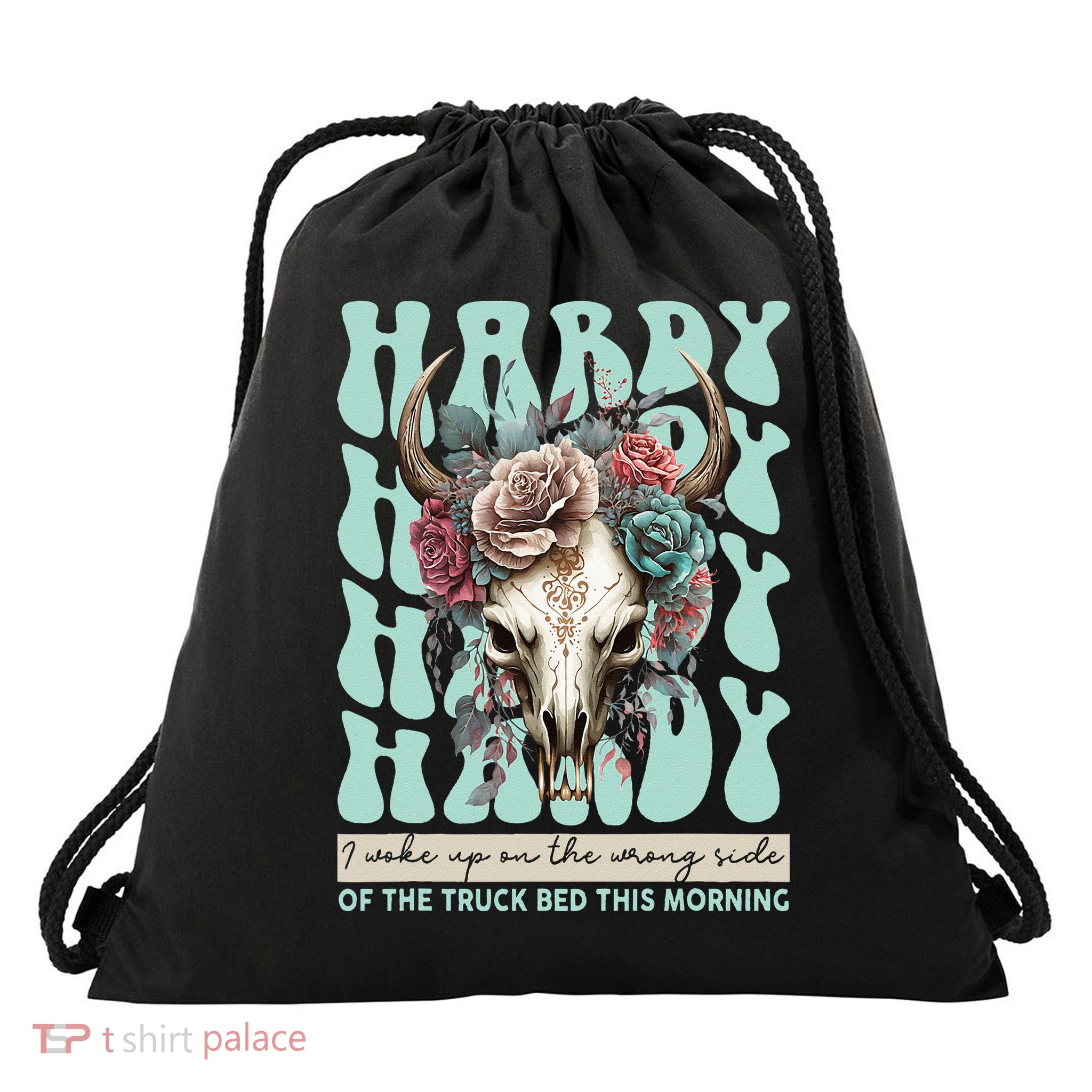 Funny Hardy I Woke Up On The Wrong Side Of The Truck Bed Drawstring Bag