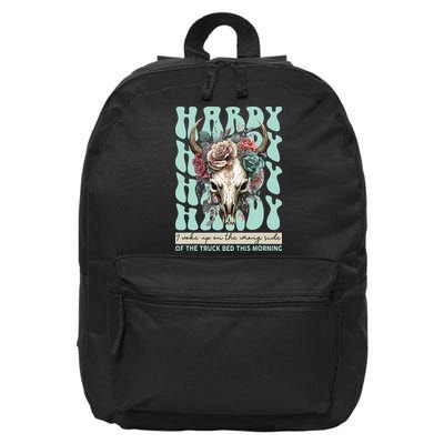 Funny Hardy I Woke Up On The Wrong Side Of The Truck Bed 16 in Basic Backpack