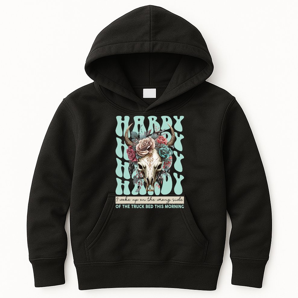 Funny Hardy I Woke Up On The Wrong Side Of The Truck Bed Kids Hoodie
