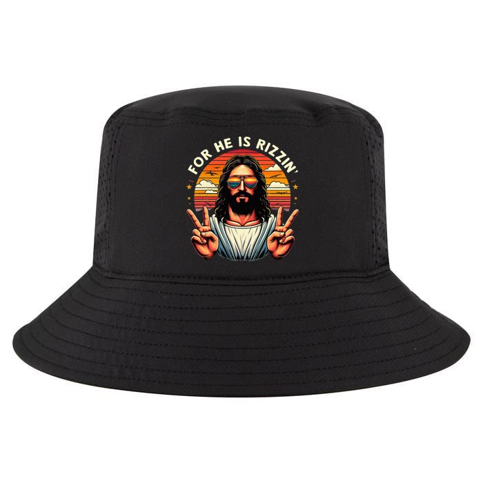 For He Is Rizzen Jesus Is Rizzen Christian Jesus Jokes Cool Comfort Performance Bucket Hat
