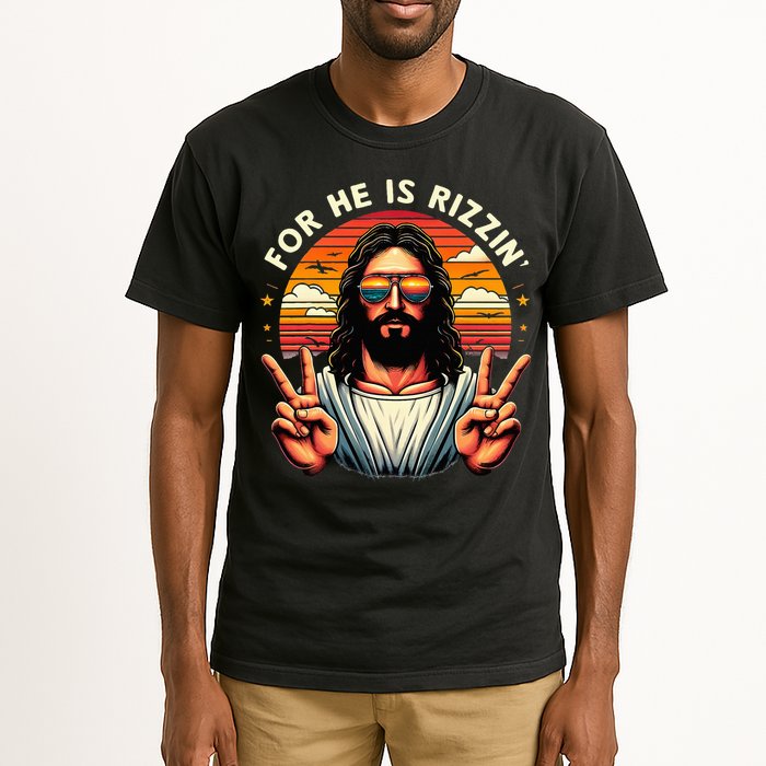For He Is Rizzen Jesus Is Rizzen Christian Jesus Jokes Tall T-Shirt
