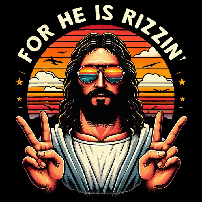 For He Is Rizzen Jesus Is Rizzen Christian Jesus Jokes 16 in Basic Backpack