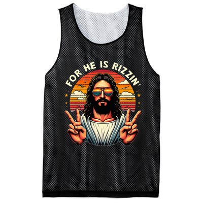 For He Is Rizzen Jesus Is Rizzen Christian Jesus Jokes Mesh Reversible Basketball Jersey Tank