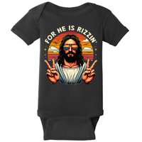 For He Is Rizzen Jesus Is Rizzen Christian Jesus Jokes Baby Bodysuit