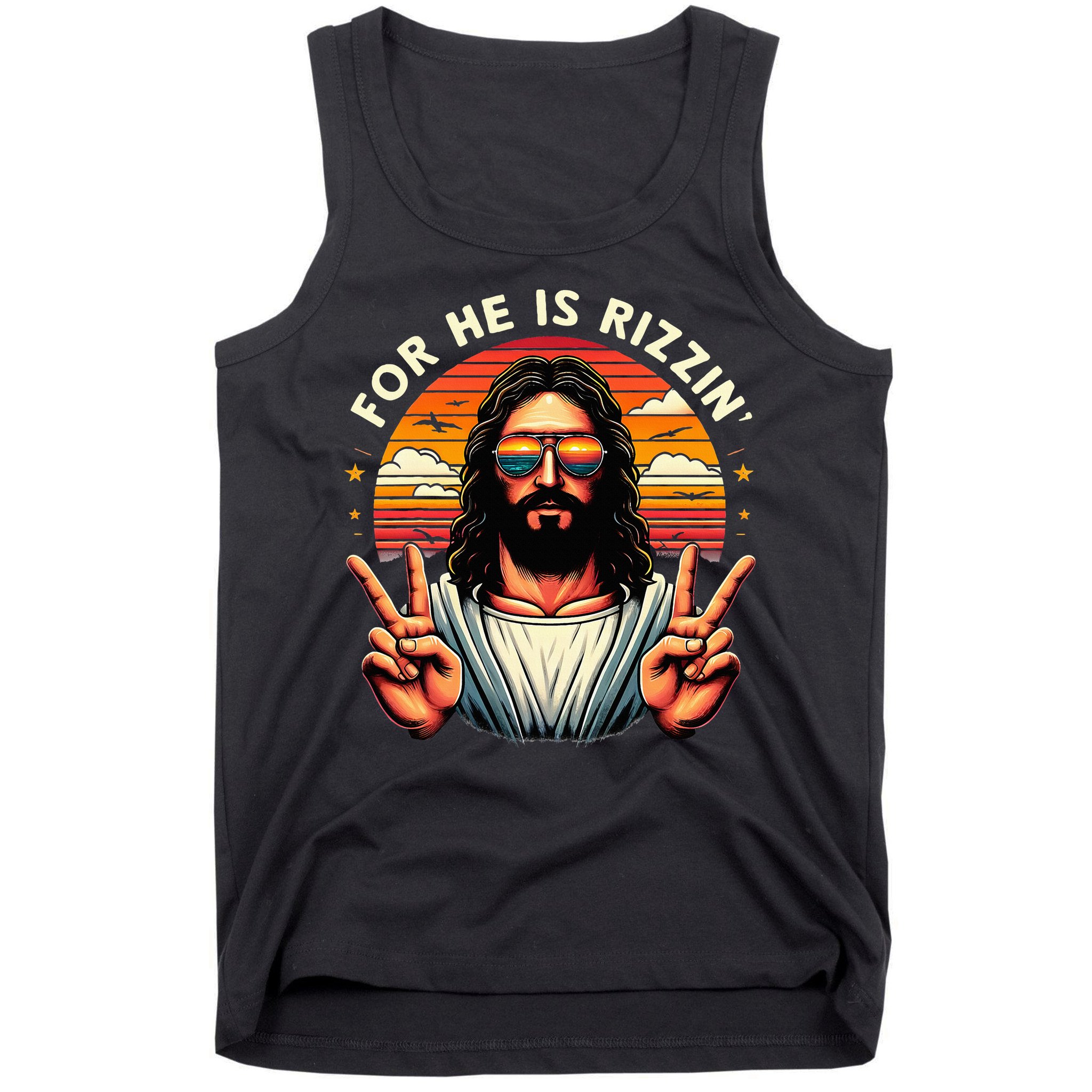 For He Is Rizzen Jesus Is Rizzen Christian Jesus Jokes Tank Top