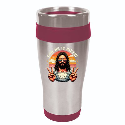 For He Is Rizzen Jesus Is Rizzen Christian Jesus Jokes 16oz Travel Tumbler