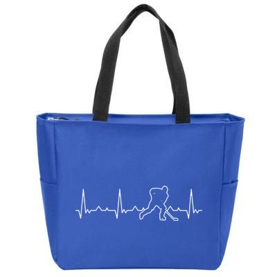 Funny Heartbeat Ice Hockey Player Puck Funny Gift Zip Tote Bag
