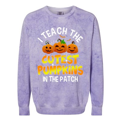 Funny Halloween I Teach The Cutest Pumpkins In The Patch Gift Colorblast Crewneck Sweatshirt