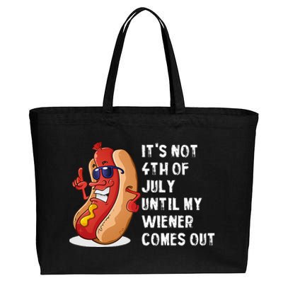 Funny Hotdog Its Not 4th Of July Until My Wiener Comes Out Cotton Canvas Jumbo Tote