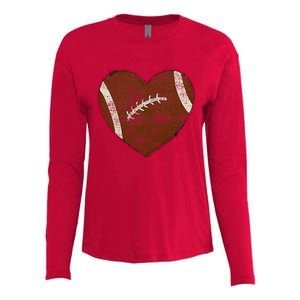 Football Heart I Love Football Red Womens Cotton Relaxed Long Sleeve T-Shirt