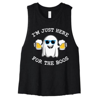 Funny Halloween Im Just Here For The Boos Costume Gift Women's Racerback Cropped Tank