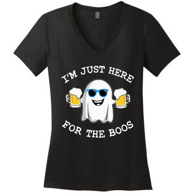 Funny Halloween Im Just Here For The Boos Costume Gift Women's V-Neck T-Shirt