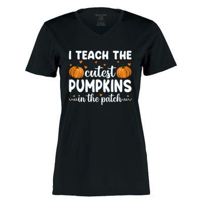 Funny Halloween I Teach The Cutest Pumpkins In The Patch Gift Women's Momentum V-Neck T-Shirt