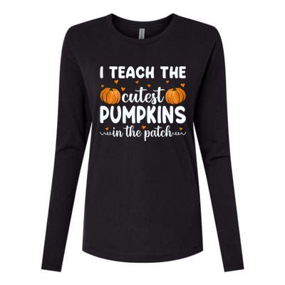 Funny Halloween I Teach The Cutest Pumpkins In The Patch Gift Womens Cotton Relaxed Long Sleeve T-Shirt