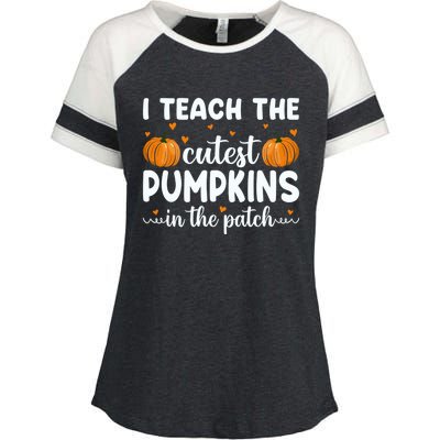 Funny Halloween I Teach The Cutest Pumpkins In The Patch Gift Enza Ladies Jersey Colorblock Tee