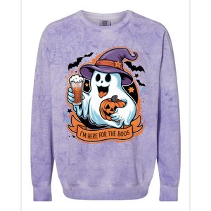 Funny Halloween IM Just Here For The Boos Beer Lover Colorblast Crewneck Sweatshirt