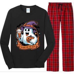 Funny Halloween IM Just Here For The Boos Beer Lover Long Sleeve Pajama Set