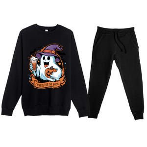 Funny Halloween IM Just Here For The Boos Beer Lover Premium Crewneck Sweatsuit Set