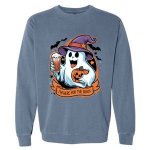 Funny Halloween IM Just Here For The Boos Beer Lover Garment-Dyed Sweatshirt