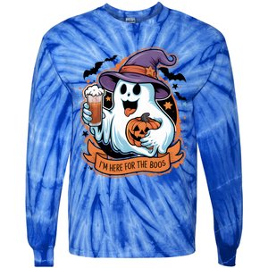 Funny Halloween IM Just Here For The Boos Beer Lover Tie-Dye Long Sleeve Shirt