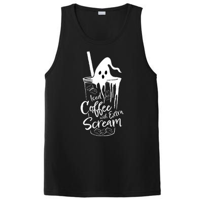 Funny Halloween Iced Coffee With Extra Scream Cute Ghost Spooky Gift PosiCharge Competitor Tank