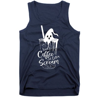 Funny Halloween Iced Coffee With Extra Scream Cute Ghost Spooky Gift Tank Top