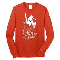 Funny Halloween Iced Coffee With Extra Scream Cute Ghost Spooky Gift Long Sleeve Shirt