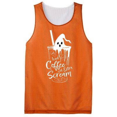 Funny Halloween Iced Coffee With Extra Scream Cute Ghost Spooky Gift Mesh Reversible Basketball Jersey Tank