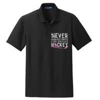 Funny Hockey Ice Hockey Player Hockey Lovers Dry Zone Grid Polo