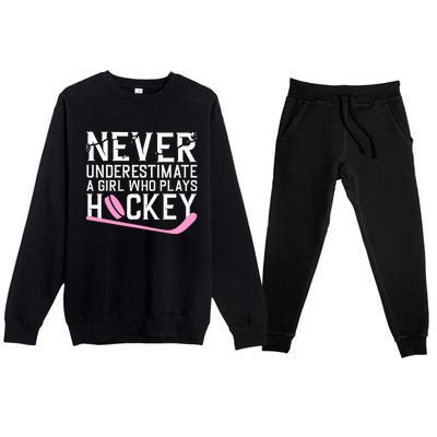 Funny Hockey Ice Hockey Player Hockey Lovers Premium Crewneck Sweatsuit Set