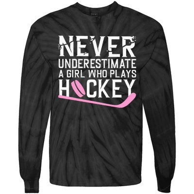 Funny Hockey Ice Hockey Player Hockey Lovers Tie-Dye Long Sleeve Shirt