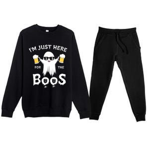 Funny Halloween IM Just Here For The Boos Premium Crewneck Sweatsuit Set