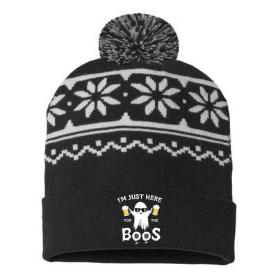 Funny Halloween IM Just Here For The Boos USA-Made Snowflake Beanie