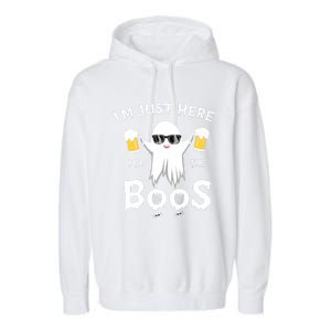 Funny Halloween IM Just Here For The Boos Garment-Dyed Fleece Hoodie