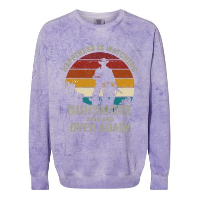 Funny Happiness Is Watching Gunsmoke Over And Over Again Cowboys Colorblast Crewneck Sweatshirt