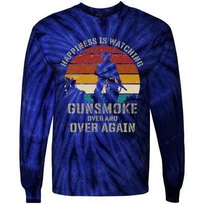 Funny Happiness Is Watching Gunsmoke Over And Over Again Cowboys Tie-Dye Long Sleeve Shirt