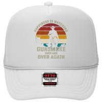 Funny Happiness Is Watching Gunsmoke Over And Over Again Cowboys High Crown Mesh Back Trucker Hat