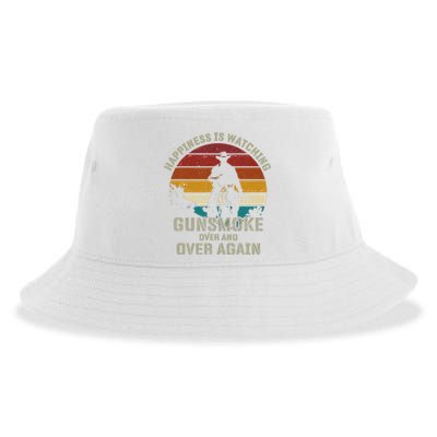 Funny Happiness Is Watching Gunsmoke Over And Over Again Cowboys Sustainable Bucket Hat