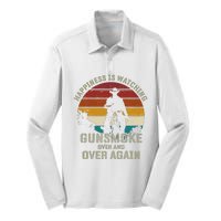 Funny Happiness Is Watching Gunsmoke Over And Over Again Cowboys Silk Touch Performance Long Sleeve Polo