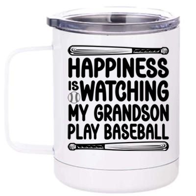 Funny Happiness Is Watching My Grandson Play Baseball Games Cool Gift 12 oz Stainless Steel Tumbler Cup