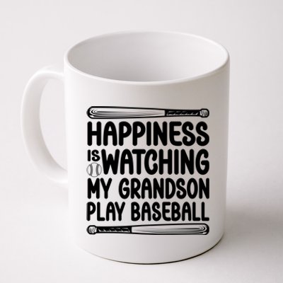 Funny Happiness Is Watching My Grandson Play Baseball Games Cool Gift Coffee Mug