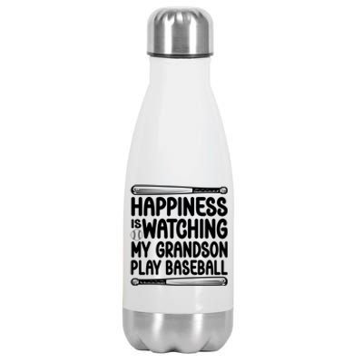 Funny Happiness Is Watching My Grandson Play Baseball Games Cool Gift Stainless Steel Insulated Water Bottle