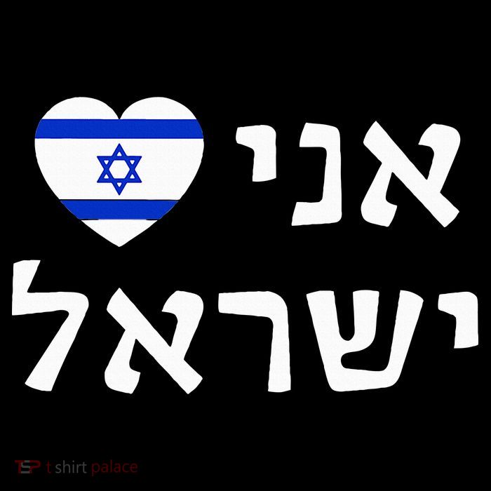 Flag Heart I Love Israel in Hebrew ProIsrael Israeli Premium T-Shirt