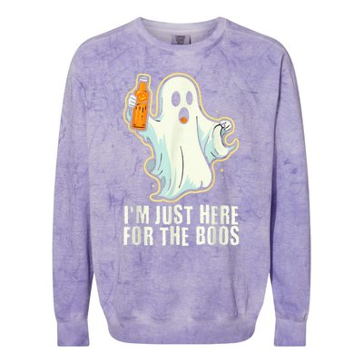 Funny Halloween I'm Just Here For The Boos Ghost Drinking Colorblast Crewneck Sweatshirt