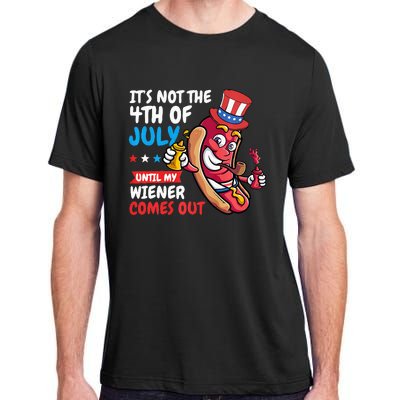 Funny Hotdog It's Not 4th of July Until My Wiener Comes Out  Adult ChromaSoft Performance T-Shirt