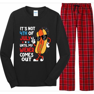 Funny Hotdog It's Not 4th of July Until My Wiener Comes Out Long Sleeve Pajama Set