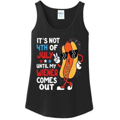 Funny Hotdog It's Not 4th of July Until My Wiener Comes Out Ladies Essential Tank