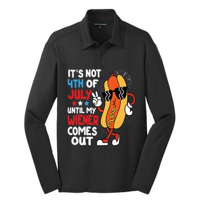 Funny Hotdog It's Not 4th of July Until My Wiener Comes Out Silk Touch Performance Long Sleeve Polo