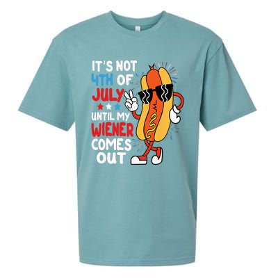 Funny Hotdog It's Not 4th of July Until My Wiener Comes Out Sueded Cloud Jersey T-Shirt