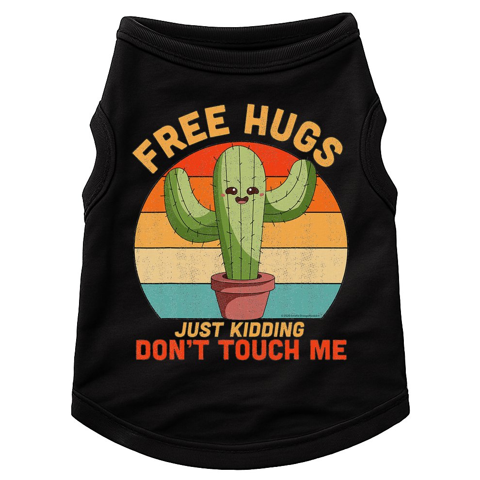 Free Hugs Just Kidding Don't Touch Me Cactus Funny Gift Doggie Tank